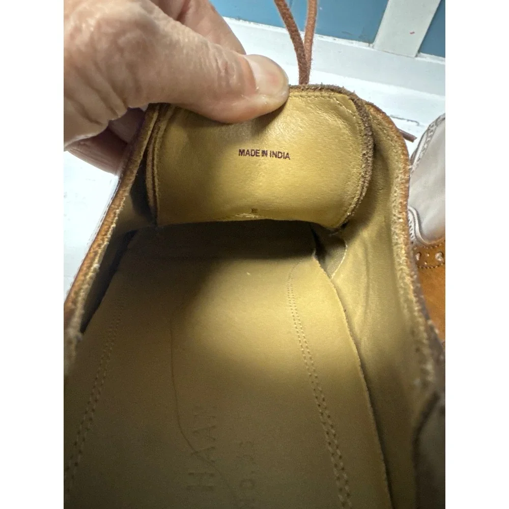 Cole Haan Mens Wingtip Oxford Brogue Shoes Brown Leather Lace Up Dress‎ Size 11
